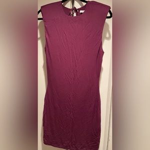 Socialite Bodycon Sleeveless Mini Dress w/Shoulder Pads Merlot Purple Small nwt